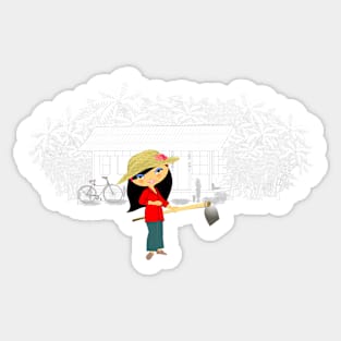 TropoGirl - Chinese country girl - Living in the country Sticker